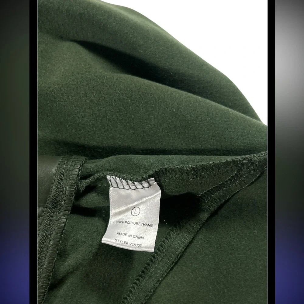 Fashion Nova‎ Olive Faux Leather Fleece Lined Straight Leg Pants Size L